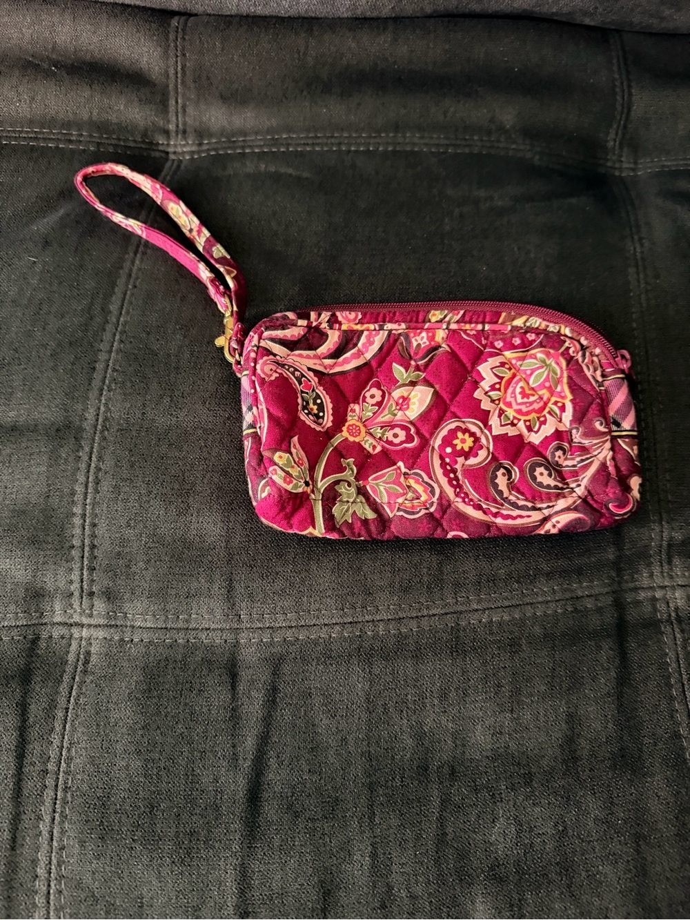 Vera Bradley Quilted Magenta Paisley Wristlet